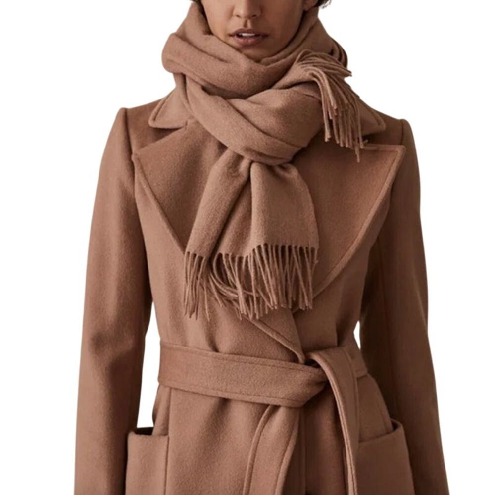 REISS Saskia Lambswool Cashmere Blend Scarf NEW Cream Tan $145